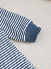 Children's Bear Striped Top And Pants Set in Light Blue, product detail