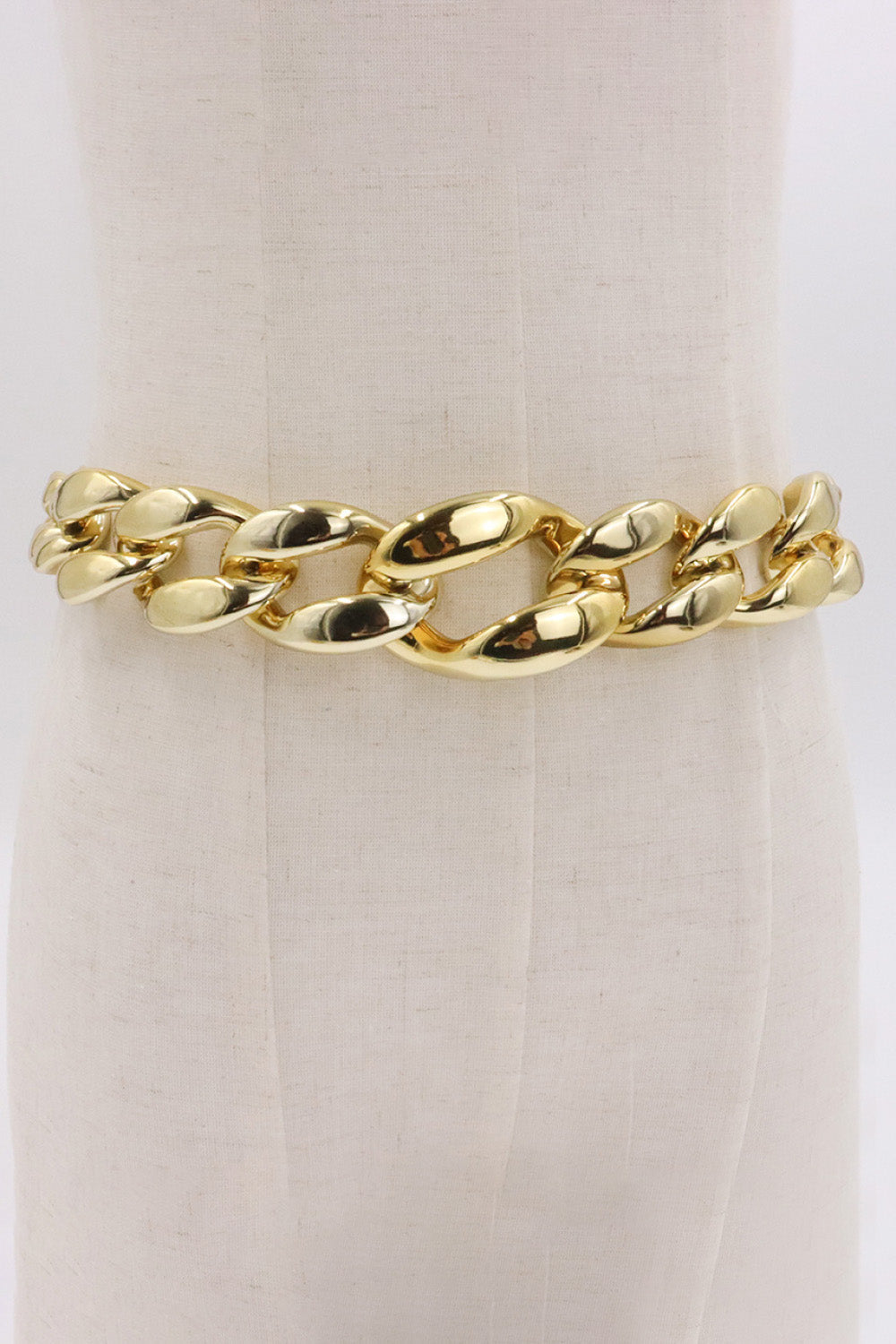 Chunky gold acrylic chain belt with large links