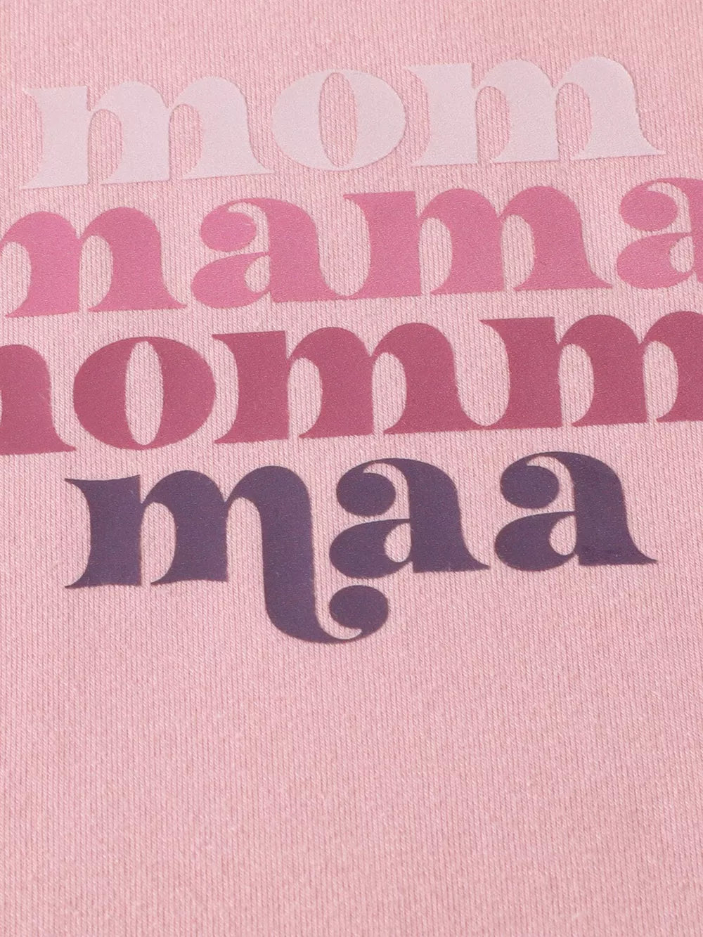 Mama graphic tee in blush pink cotton with ombre text detail