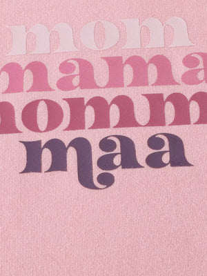 Mama graphic tee in blush pink cotton with ombre text detail