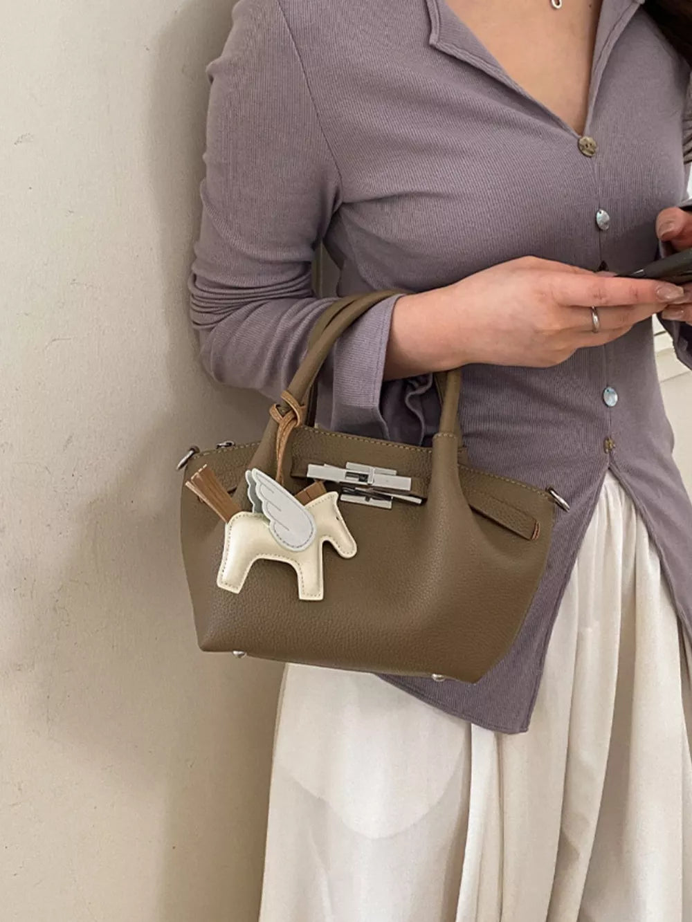 Top Handle Mini Crossbody Bag in Yellow, side view