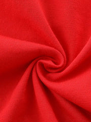 Red cotton toddler outfit fabric detail