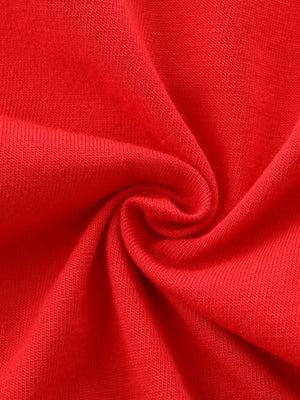 Red cotton toddler outfit fabric detail
