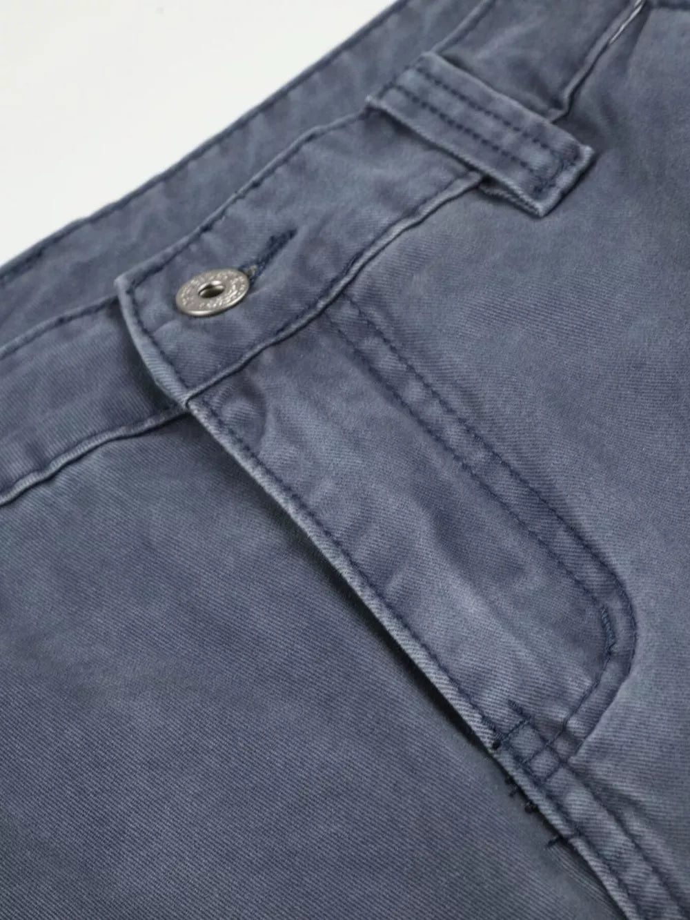 Men's Distressed Wide-leg Denim Capris in Blue, model styling view