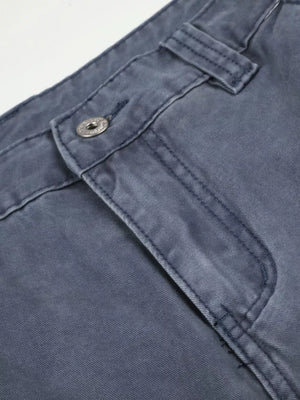 Men's Distressed Wide-leg Denim Capris in Blue, model styling view