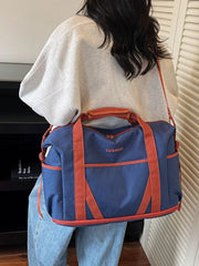 Navy Oxford Cloth Travel Bag With Contrast Accents