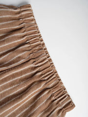 Chic striped two-piece set with tie front in camel.