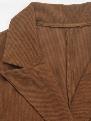 Brown corduroy blazer with notched lapel detail