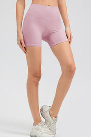 Lilac ribbed contour active bike shorts with a high waist.