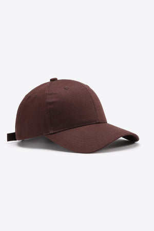 Brown cotton twill baseball cap with adjustable strap