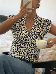 Chic Ruffled Leopard Print Shirt