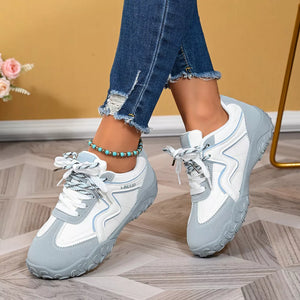 Round Toe Lace Up Sneakers in Black, product detail