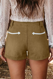 Contrast Arrow Detail Western Denim Shorts, side view