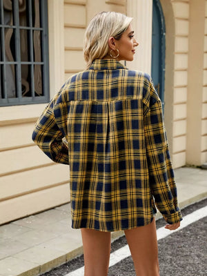 100% rayon Care instructions: Machine wash cold button-up shirt in Yellow with relaxed silhouette