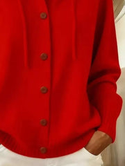 Hooded Button-up Cardigan in Pink, product detail