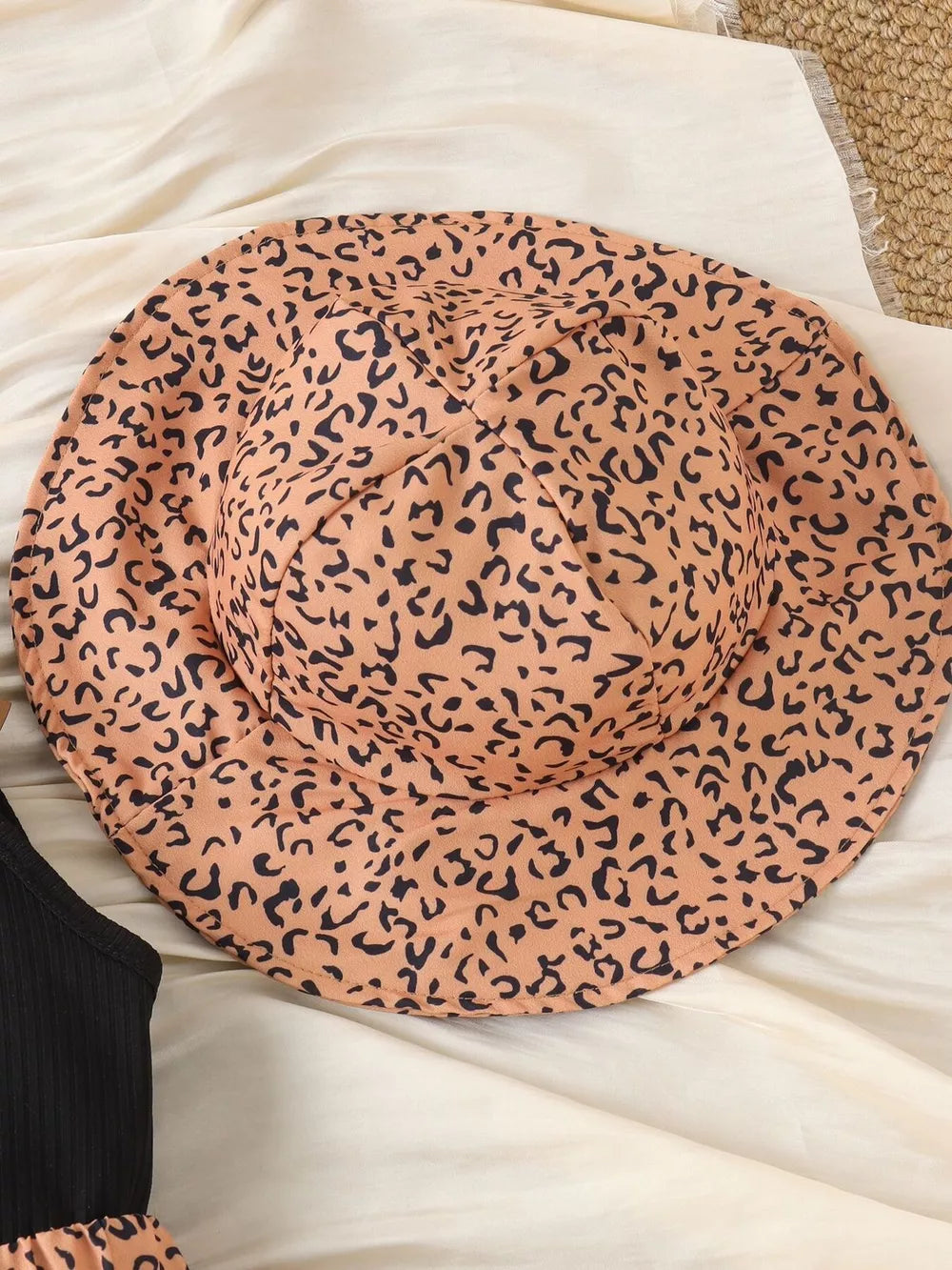 Children's Halter Top & Leopard Ruffled Skirt Set in Black, alternate angle