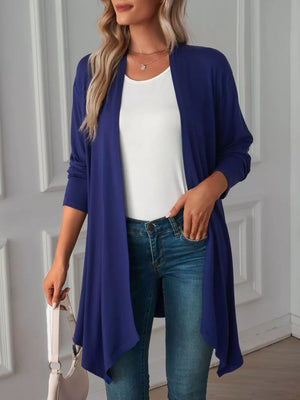 cardigan in navy blue featuring unlined and relaxed fit