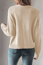 Chic mesh detail cardigan in taupe with ribbed cuffs and hem.