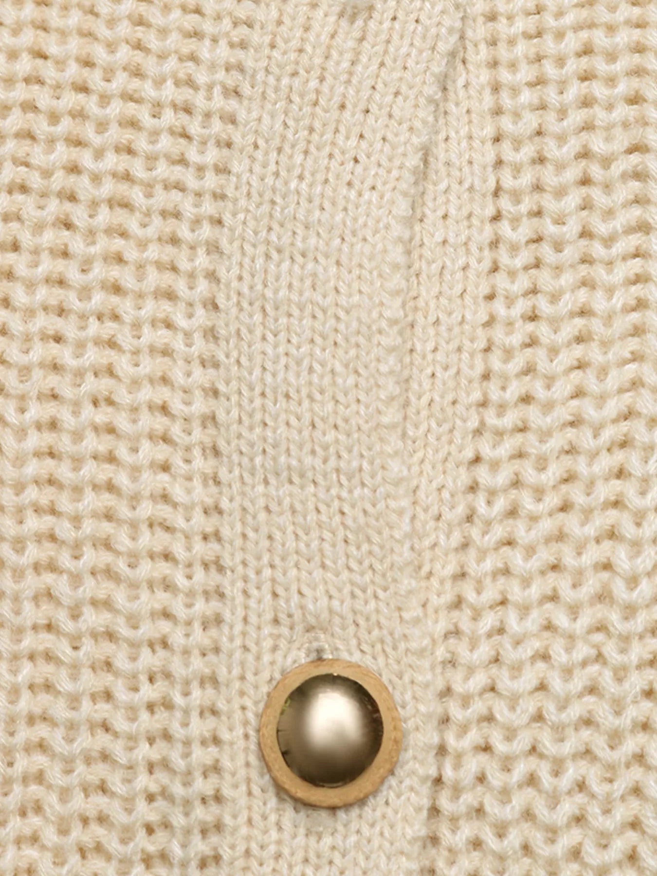 Ribbed knit cardigan in Khaki with a gold button detail.