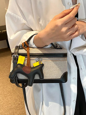 Top Handle Detachable Strap Mini Handbag in Black, back view