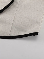 Chic Contrast Trim Vest And Skirt Ensemble