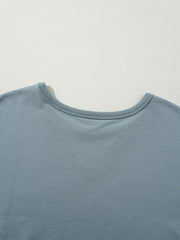 French blue cotton t-shirt dress with cap sleeves and crew neck detail.