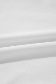 White sweatshirt fabric detail, soft knit texture, comfortable casual wear