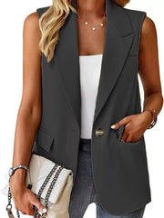 One Button Blazer Vest in Navy, view 17