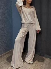 Zip Up Cropped Outerwear And Pants Set in Apricot, view 14