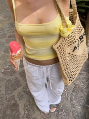 Gradient Adjustable Straps Cami in Yellow, close-up detail