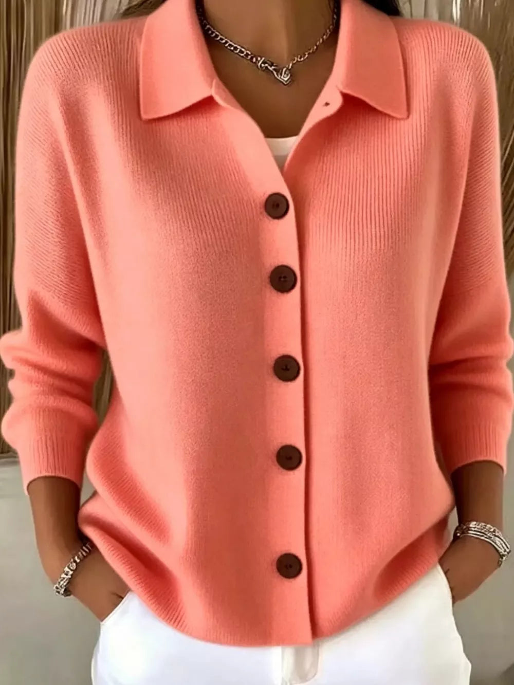 Button-up Long Sleeve Cardigan, alternate angle