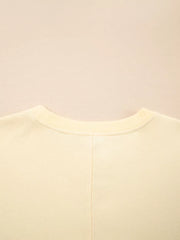2 In 1 Faux Two Piece Patchwork Sweatshirt in Beige, fit detail