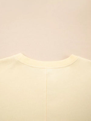 2 In 1 Faux Two Piece Patchwork Sweatshirt in Beige, fit detail