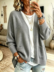 Open Front Knit Cardigan With Pockets in Army Green, close-up detail