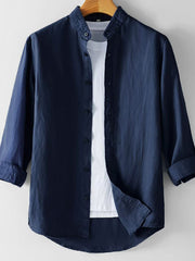 Modern Band Collar Men's Shirt