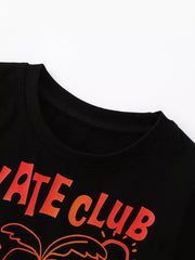 Children's Graphic Round Neck T-shirt, close-up detail