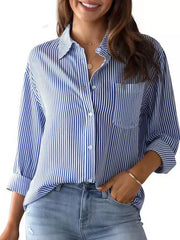 Classic Striped Button-down Shirt in Black, front view