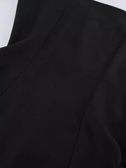 Elegant Stand Collar Blazer And Mini Skirt Set in Black, view 18