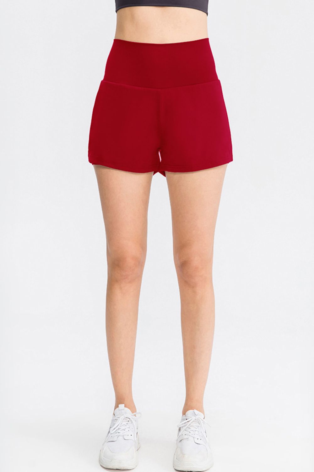 Sculpted high-waist active shorts in Deep Red with a comfortable fit.