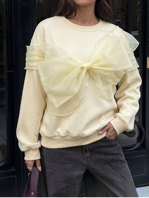Bow Round Neck Long Sleeve Sweatshirt, side view