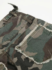 Men's Camouflage Wide-leg Sweatpants in Green Camouflage, model styling view