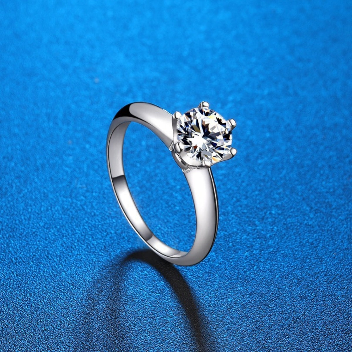 Sterling silver ring with a brilliant moissanite solitaire stone