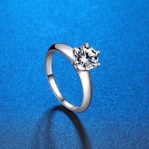 Sterling silver ring with a brilliant moissanite solitaire stone