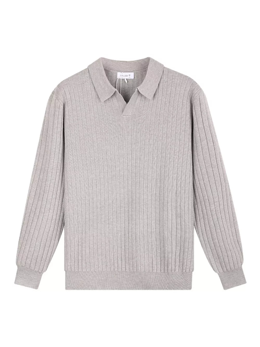 Men's Plus Size Long Sleeve Textured Knit Sweater in Light Gray, front view