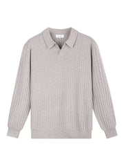 Men's Plus Size Long Sleeve Textured Knit Sweater in Light Gray, front view