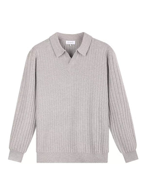 Men's Plus Size Long Sleeve Textured Knit Sweater in Light Gray, front view