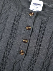 Men's Cable Knit Short Sleeve Top, alternate angle