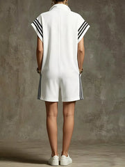 Striped Zip Front Romper, side view