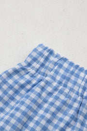 Light blue gingham boxer shorts with elastic waistband detail