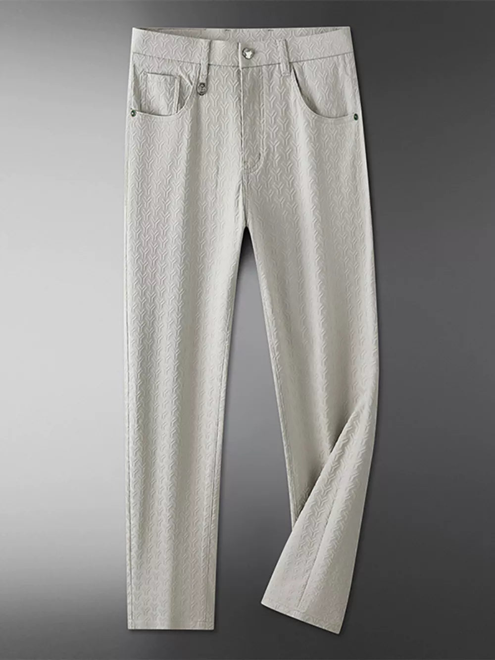 Men's Textured Straight-leg Pants in Grey, front view